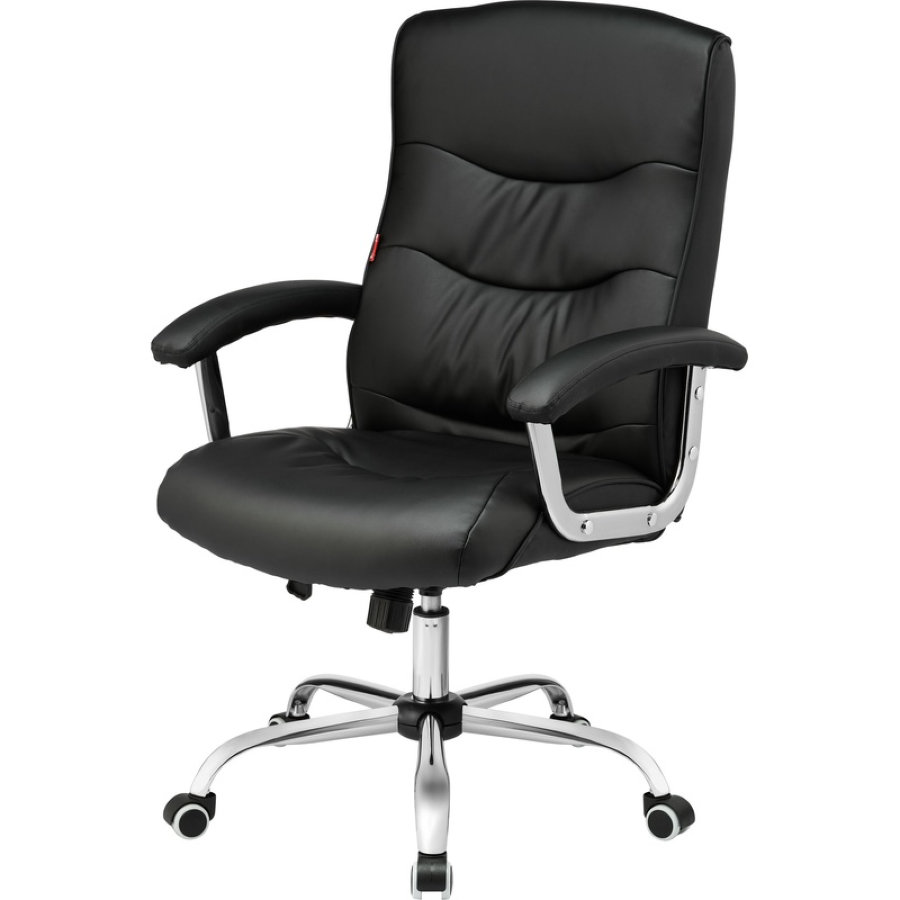 Кресло для руководителя EChair-550 TR черное (рециклированная кожа с компаньоном/металл) 