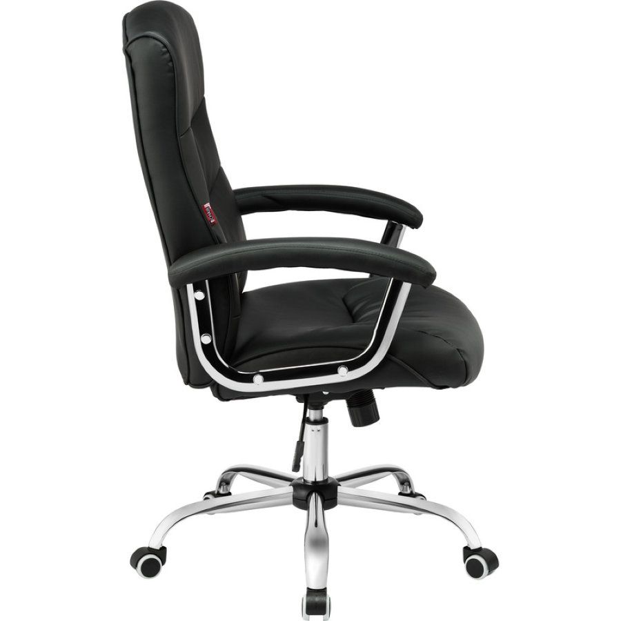 Кресло для руководителя EChair-550 TR черное (рециклированная кожа с компаньоном/металл) 