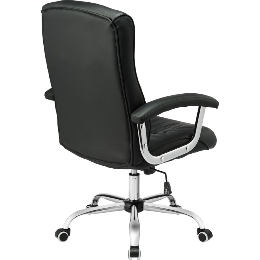 Кресло для руководителя EChair-550 TR черное (рециклированная кожа с компаньоном/металл) 