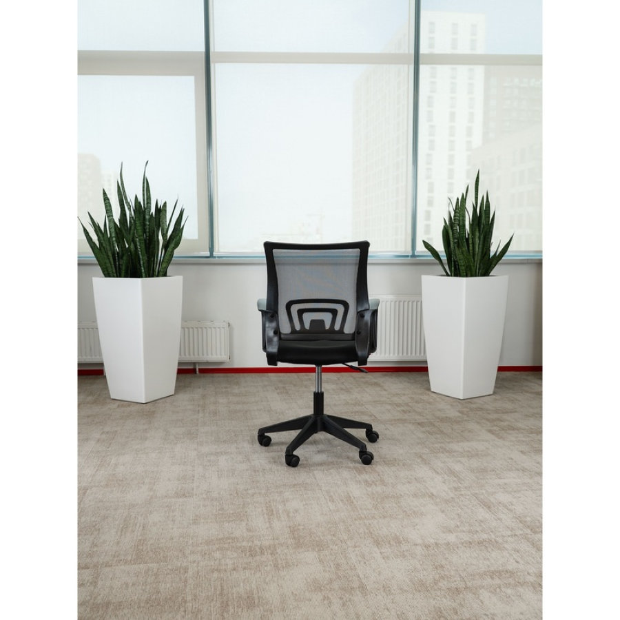 Кресло офисное Easy Chair 396 LT серое/черное (сетка/ткань, пластик) 