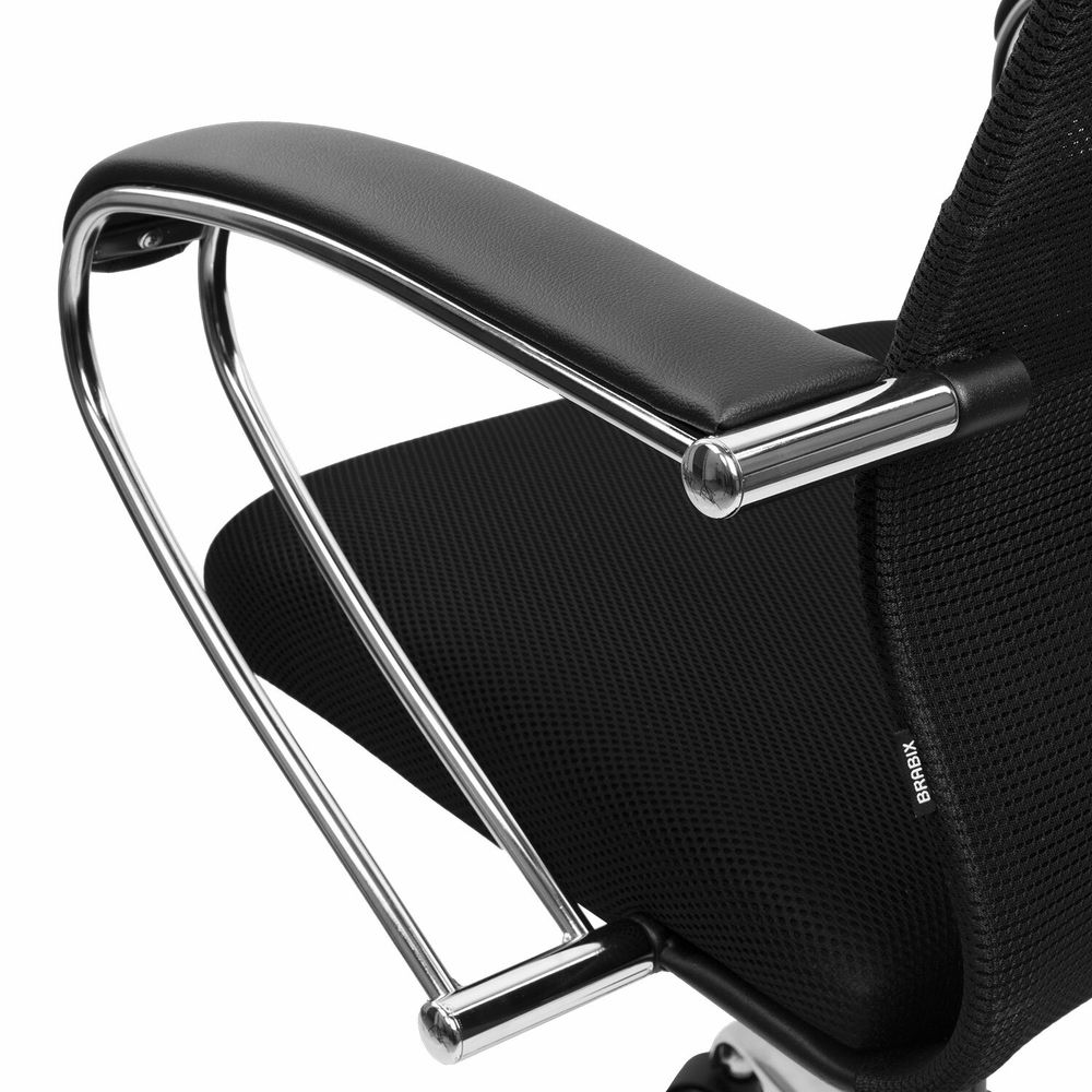 Кресло BRABIX PREMIUM "Ultimate EX-800" хром, плотная двойная сетка Х2, черное