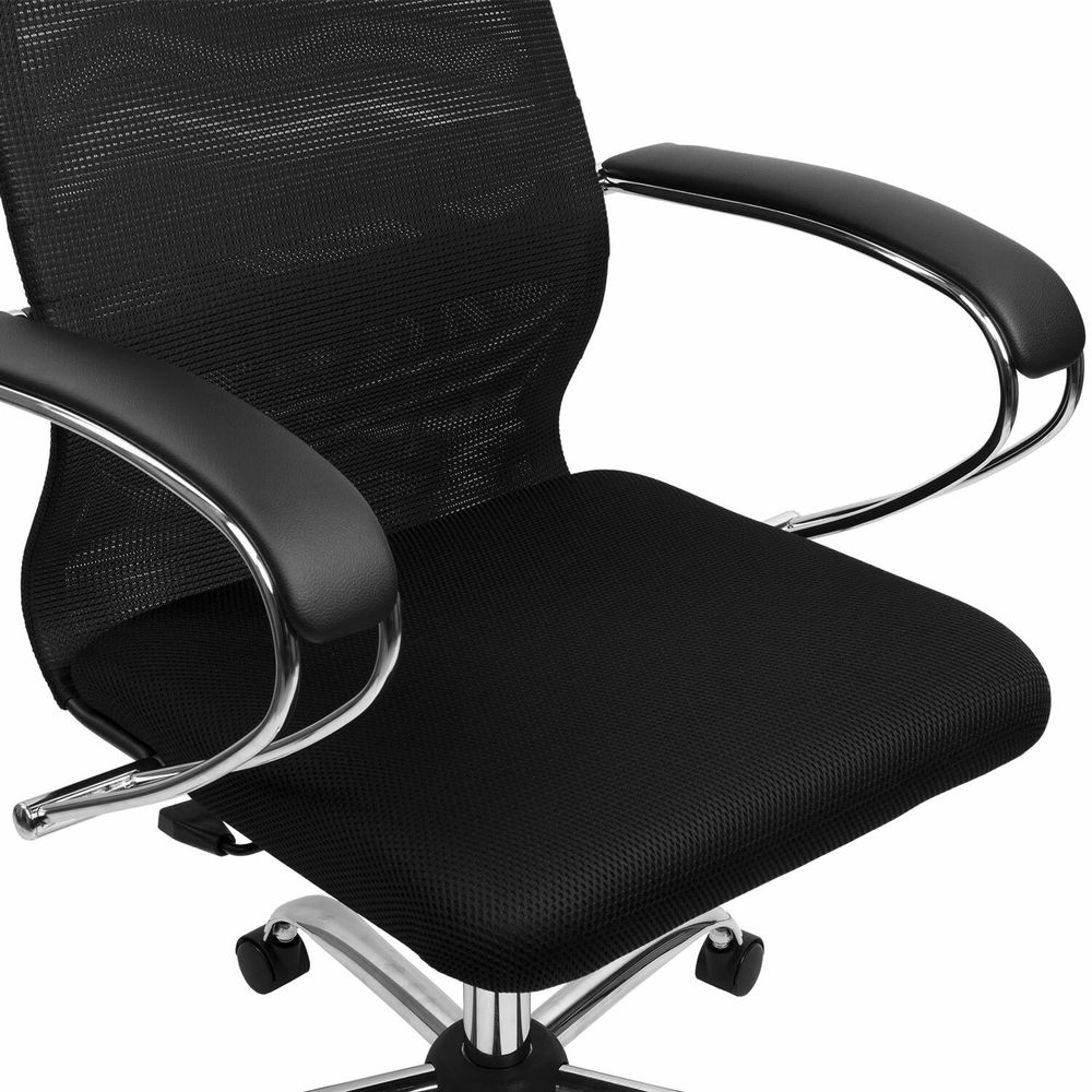 Кресло BRABIX PREMIUM "Ultimate EX-800" хром, плотная двойная сетка Х2, черное