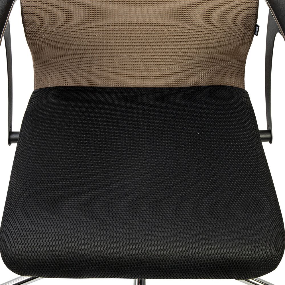 Кресло BRABIX PREMIUM "Ultimate EX-801" хром, плотная двойная сетка Х2, черное/коричневое