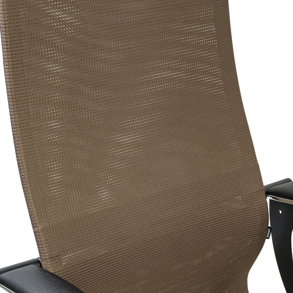 Кресло BRABIX PREMIUM "Ultimate EX-801" хром, плотная двойная сетка Х2, черное/коричневое