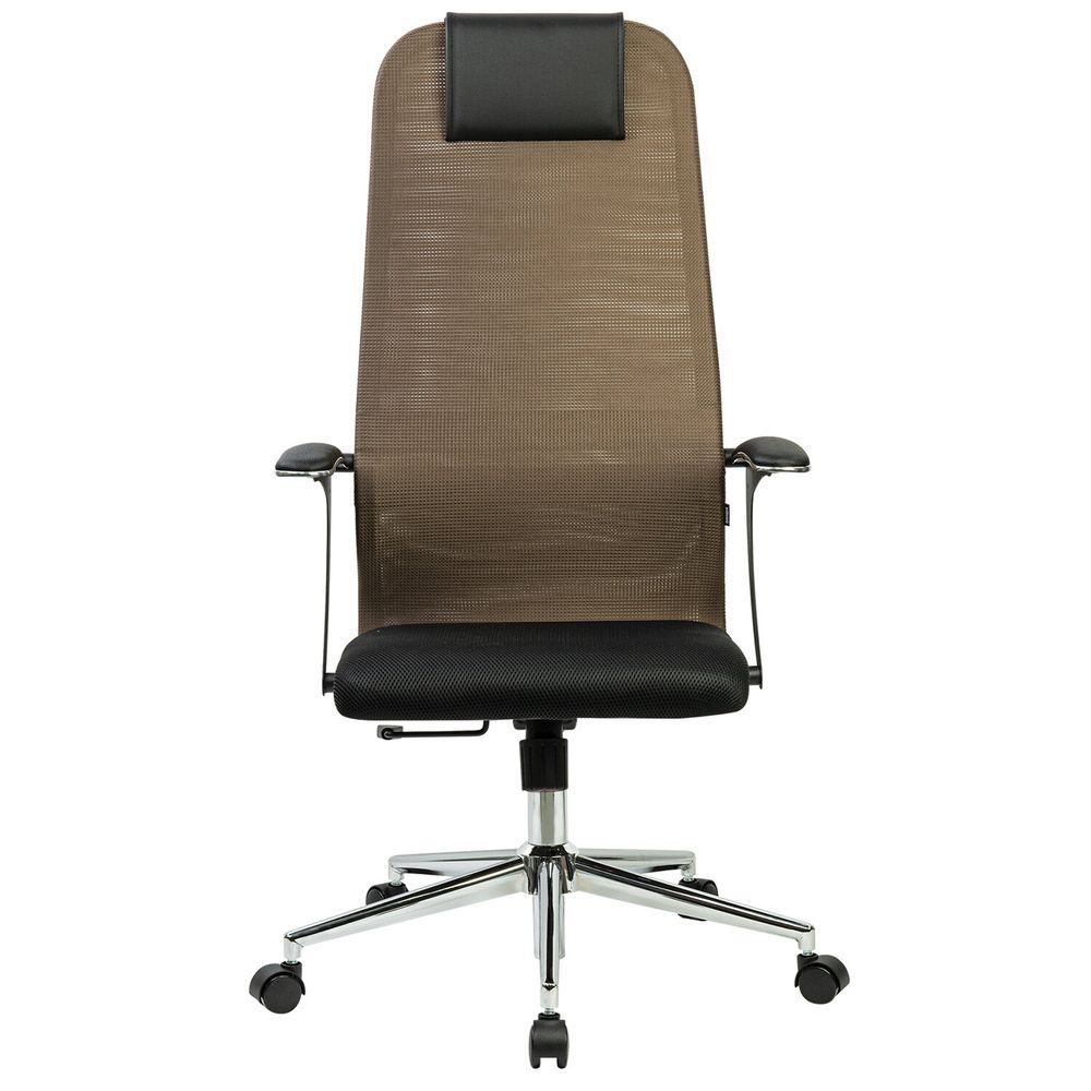 Кресло BRABIX PREMIUM "Ultimate EX-801" хром, плотная двойная сетка Х2, черное/коричневое