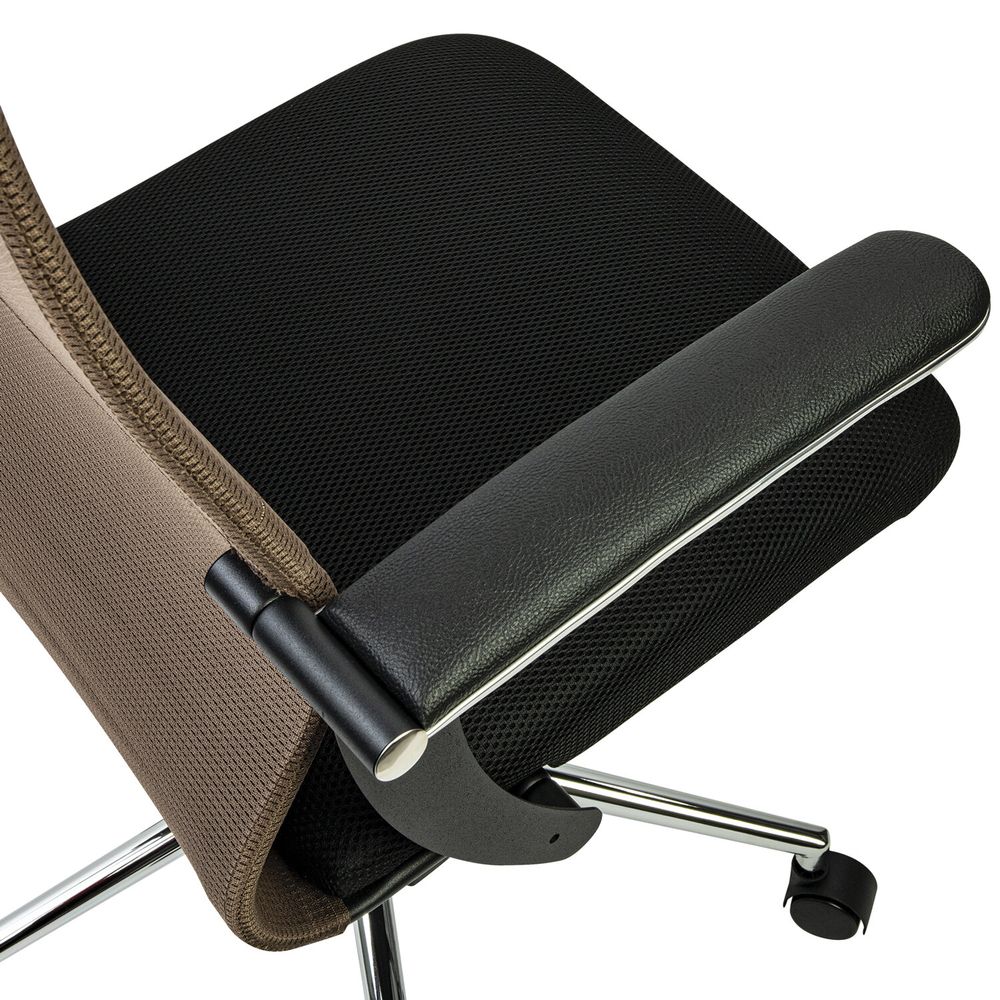 Кресло BRABIX PREMIUM "Ultimate EX-801" хром, плотная двойная сетка Х2, черное/коричневое