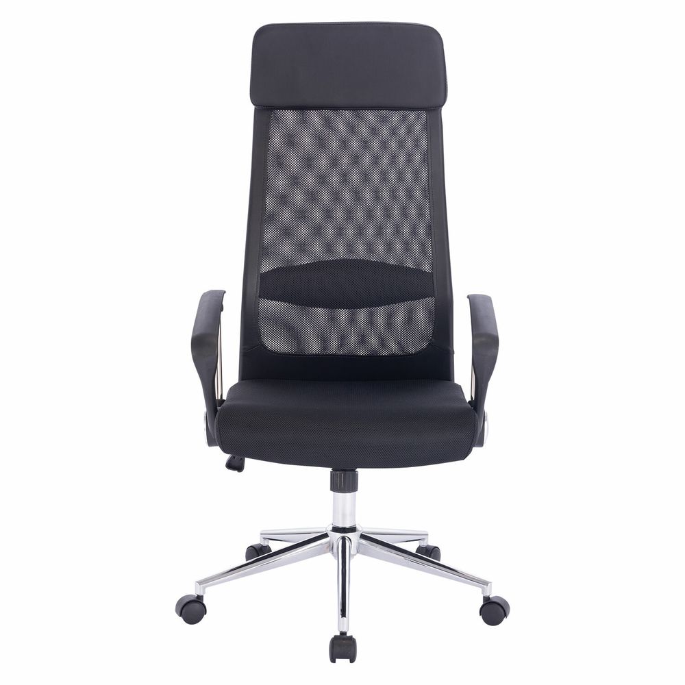 Кресло офисное BRABIX "Flight R EX-541", хром, ткань TW, сетка, черное