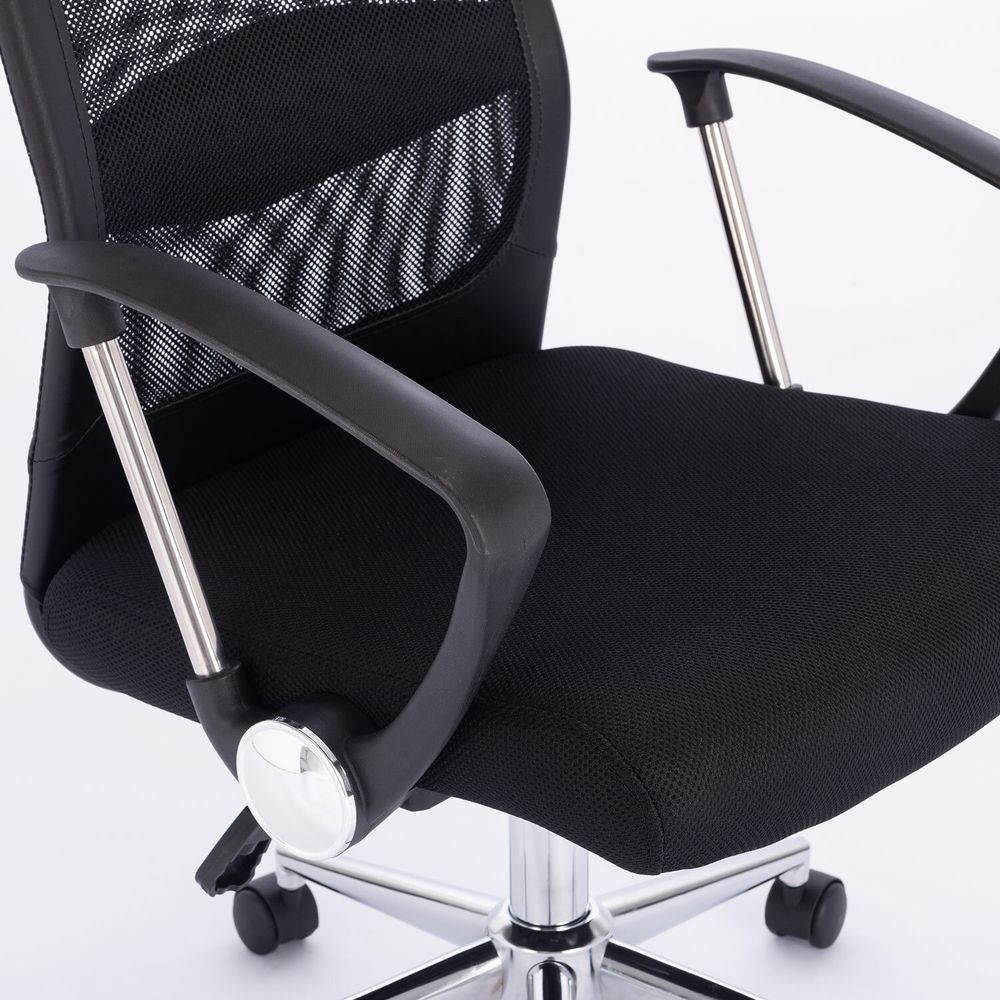 Кресло офисное BRABIX "Flight R EX-541", хром, ткань TW, сетка, черное