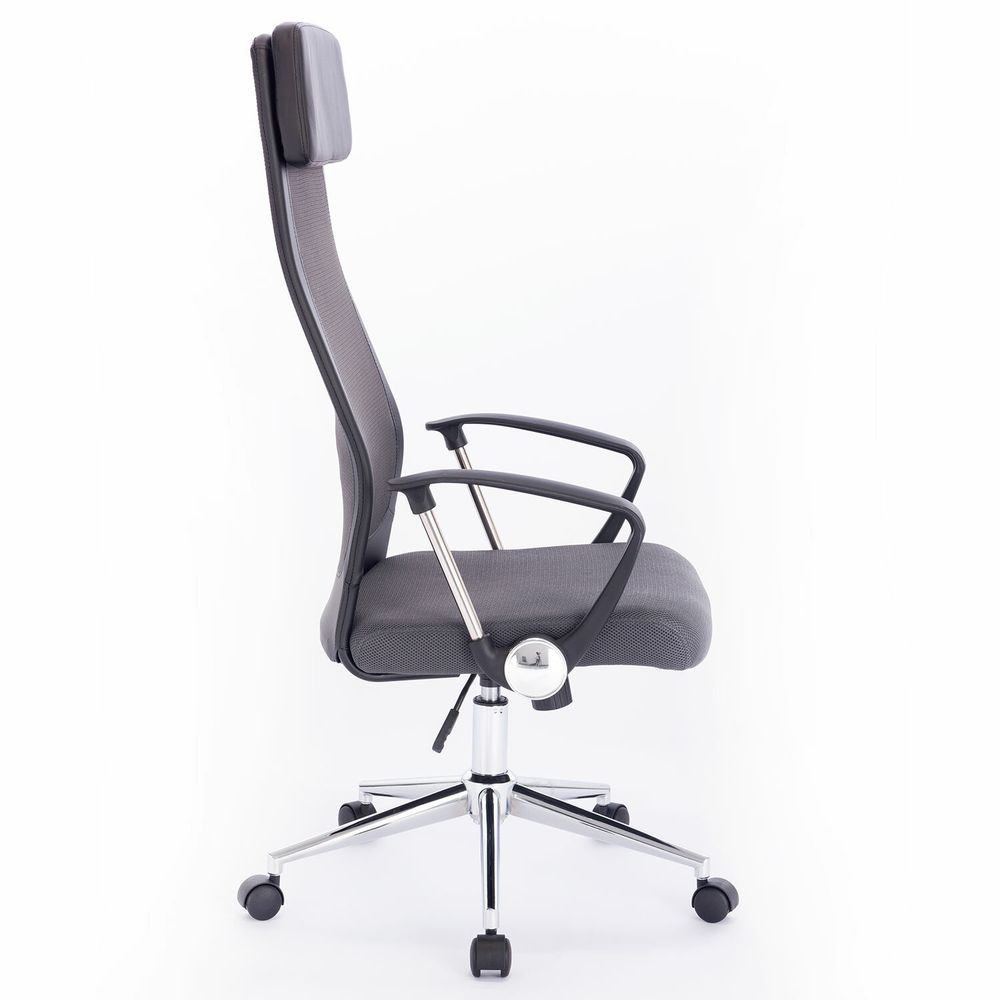 Кресло офисное BRABIX "Flight R EX-541", хром, ткань TW, сетка, черное/серое