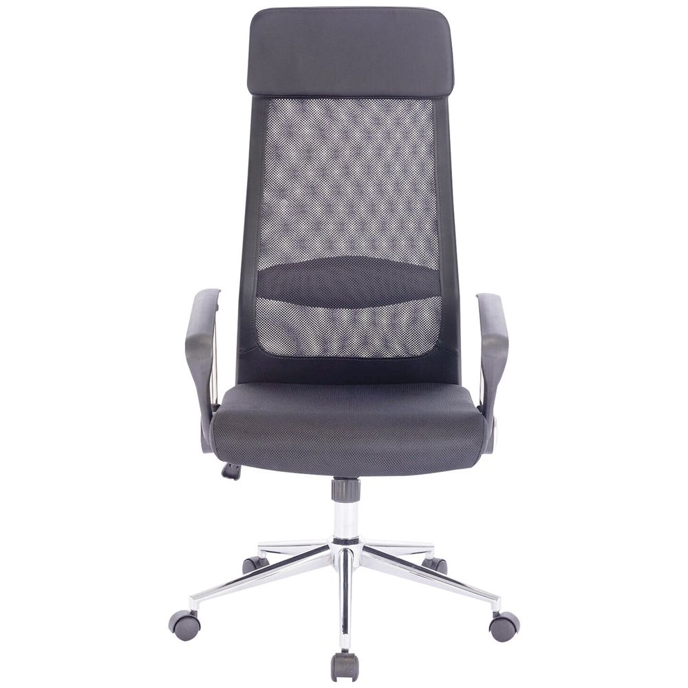 Кресло офисное BRABIX "Flight R EX-541", хром, ткань TW, сетка, черное/серое