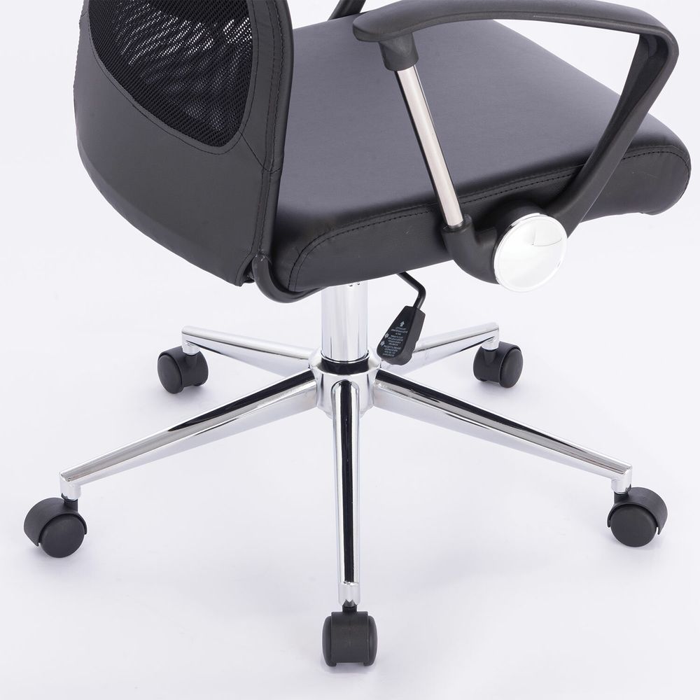 Кресло офисное BRABIX "Flight R EX-541", хром, экокожа, сетка, черное