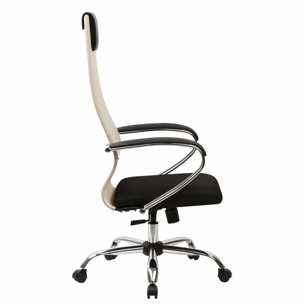 Кресло офисное BRABIX PREMIUM "Ultimate EX-800" хром, плотная двойная сетка Х2, черное/бежевое