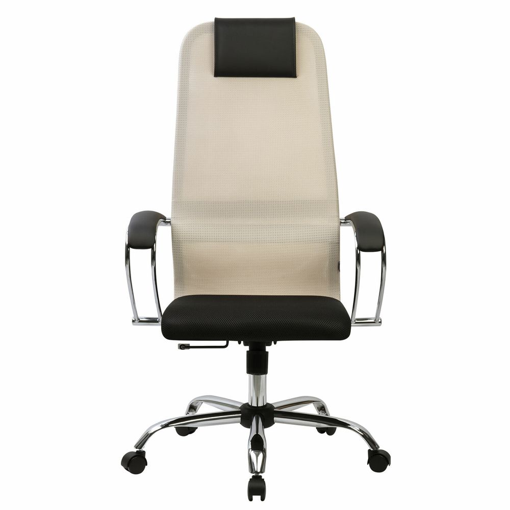 Кресло офисное BRABIX PREMIUM "Ultimate EX-800" хром, плотная двойная сетка Х2, черное/бежевое