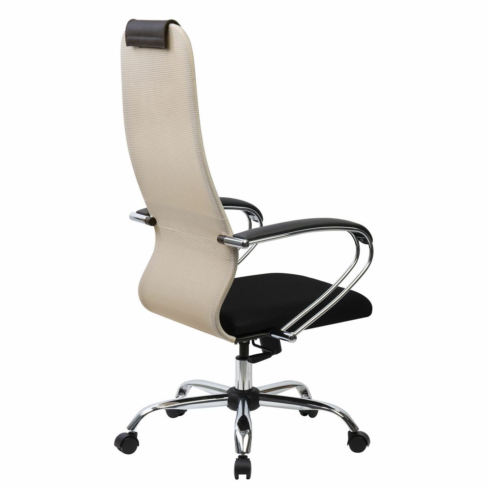Кресло офисное BRABIX PREMIUM "Ultimate EX-800" хром, плотная двойная сетка Х2, черное/бежевое