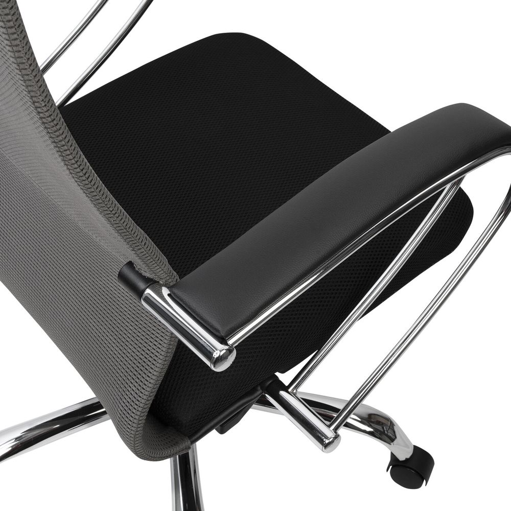 Кресло офисное BRABIX PREMIUM "Ultimate EX-800" хром, плотная двойная сетка Х2, черное/серое