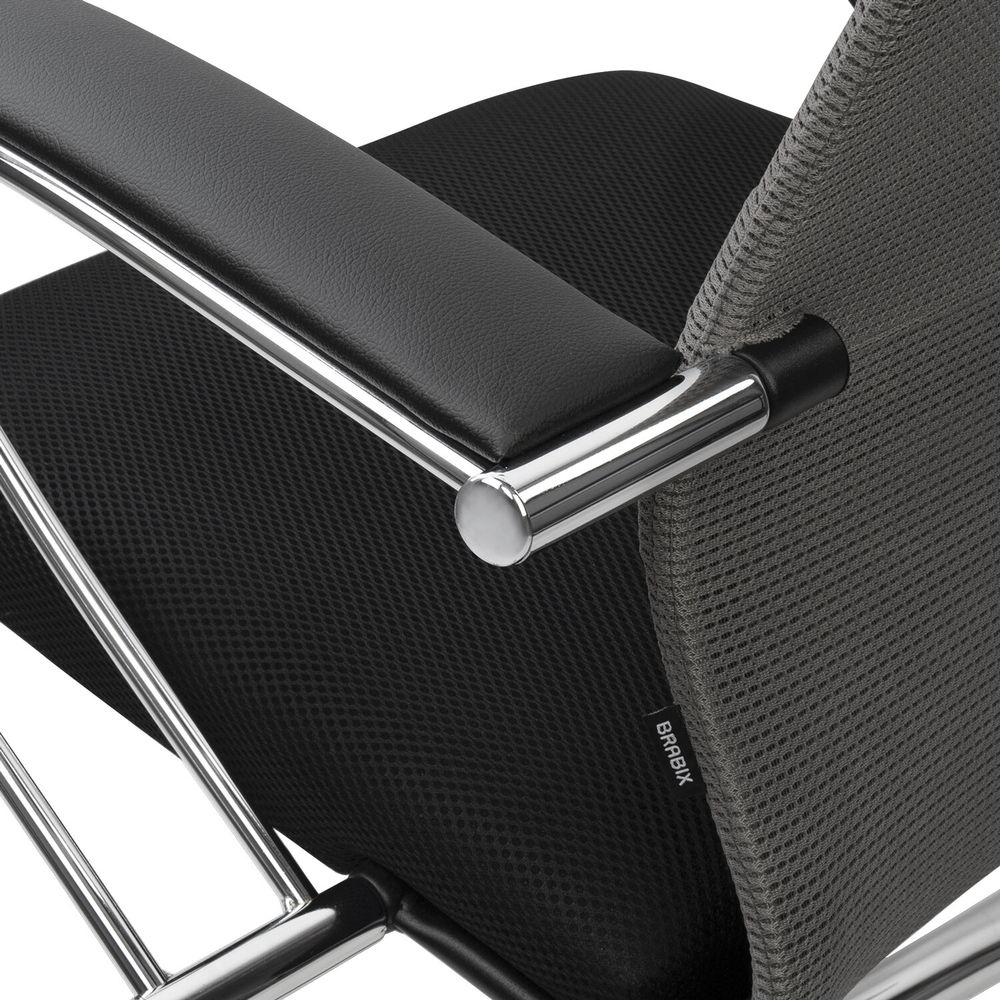 Кресло офисное BRABIX PREMIUM "Ultimate EX-800" хром, плотная двойная сетка Х2, черное/серое