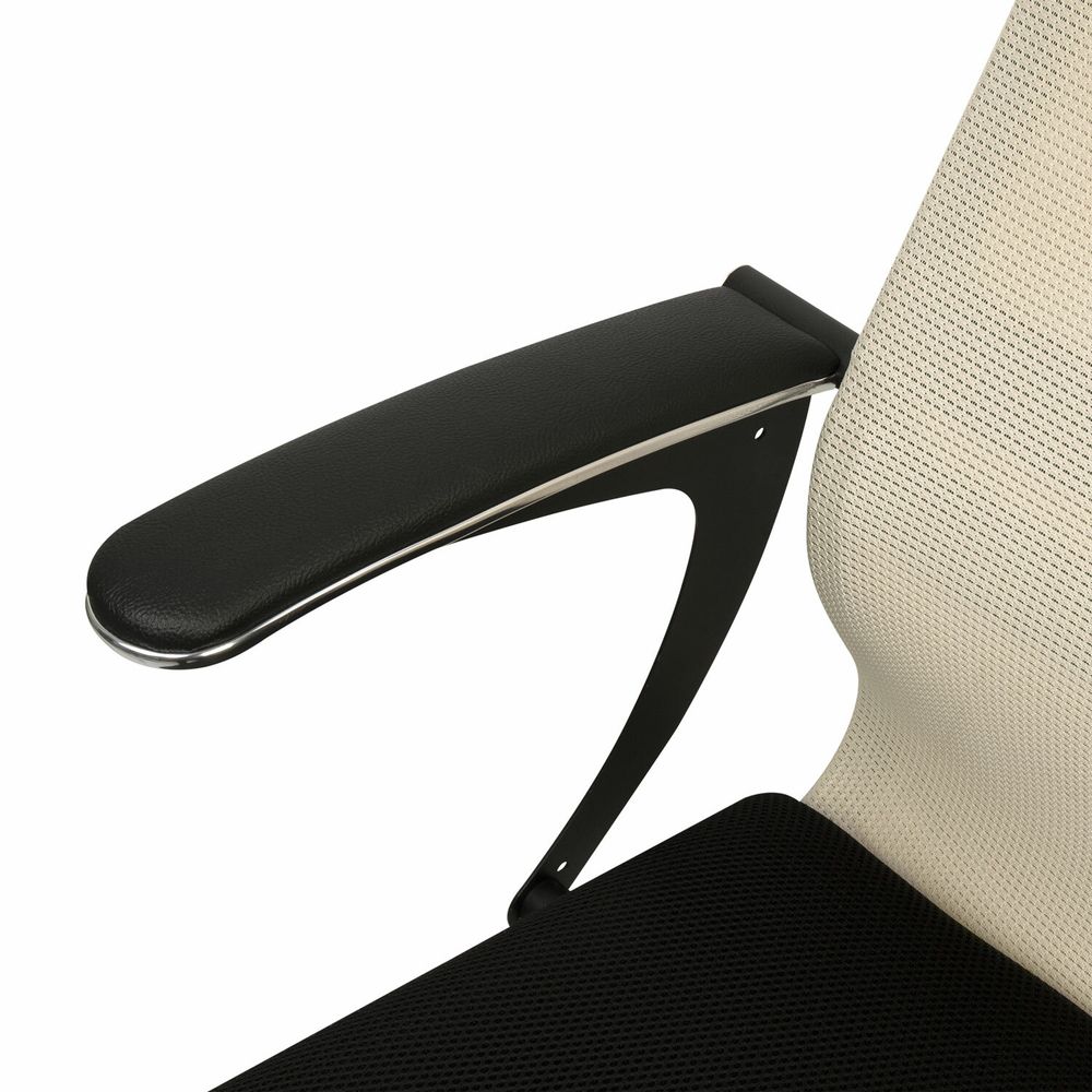 Кресло офисное BRABIX PREMIUM "Ultimate EX-801" хром, плотная двойная сетка Х2, черное/бежевое