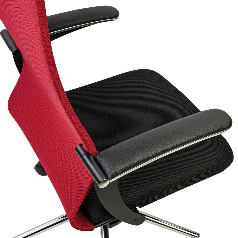 Кресло офисное BRABIX PREMIUM "Ultimate EX-801" хром, плотная двойная сетка Х2, черное/красное