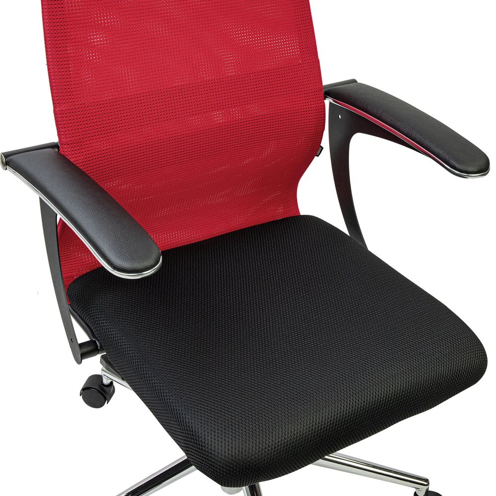 Кресло офисное BRABIX PREMIUM "Ultimate EX-801" хром, плотная двойная сетка Х2, черное/красное