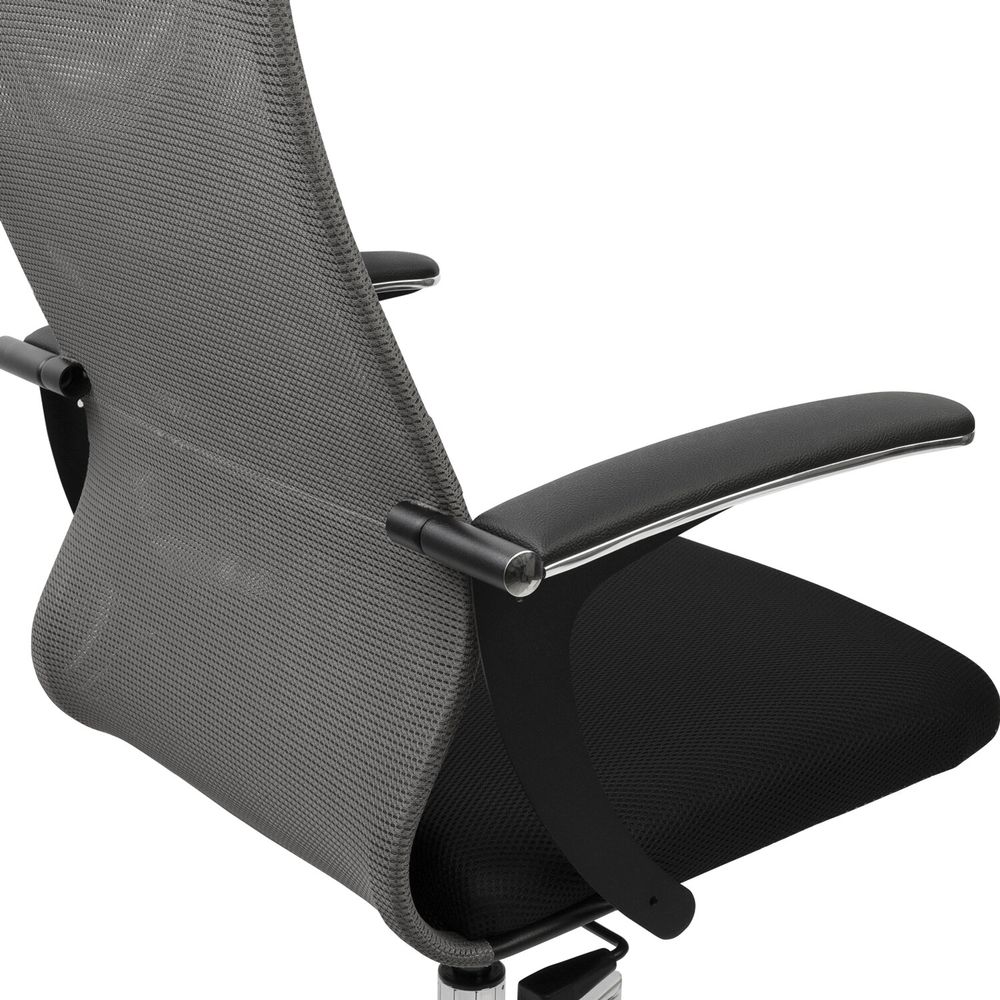 Кресло офисное BRABIX PREMIUM "Ultimate EX-801" хром, плотная двойная сетка Х2, черное/серое