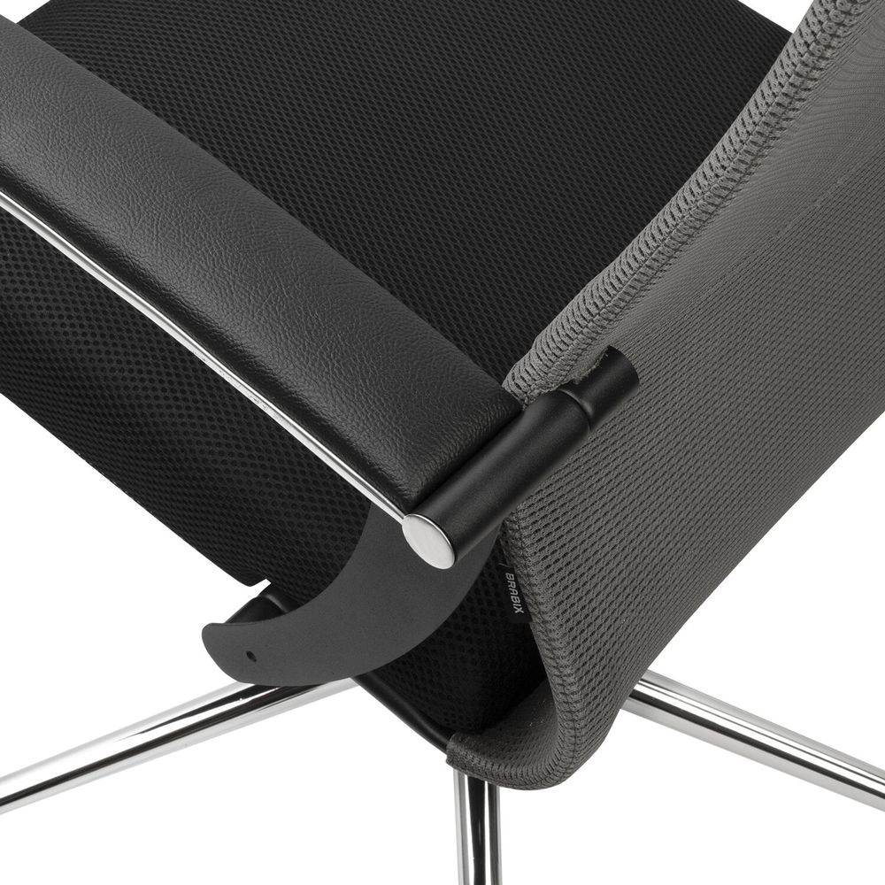 Кресло офисное BRABIX PREMIUM "Ultimate EX-801" хром, плотная двойная сетка Х2, черное/серое