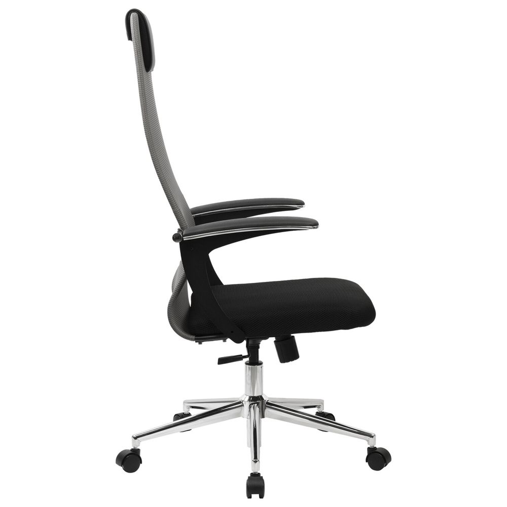 Кресло офисное BRABIX PREMIUM "Ultimate EX-801" хром, плотная двойная сетка Х2, черное/серое