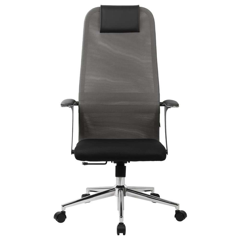 Кресло офисное BRABIX PREMIUM "Ultimate EX-801" хром, плотная двойная сетка Х2, черное/серое