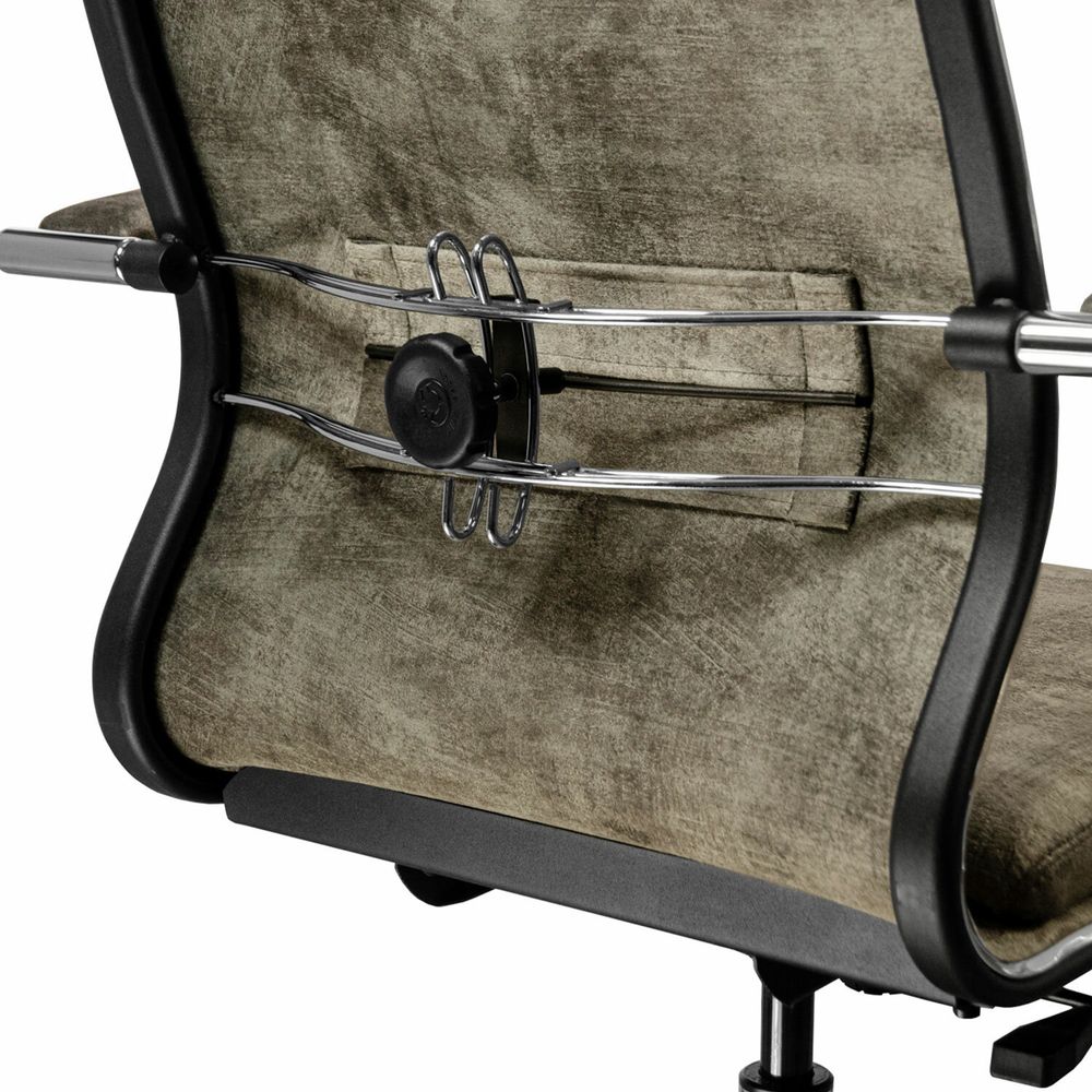 Кресло офисное МЕТТА "L1m 42", хром, сиденье и спинка мягкие, велюр, свет