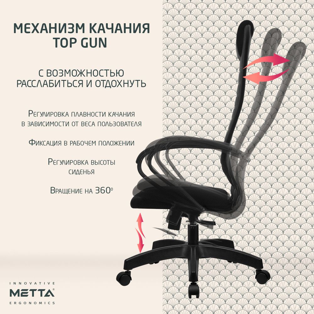 Кресло офисное МЕТТА "SU-B-10" пластик, ткань-сетка, сиденье и спинка мягкие