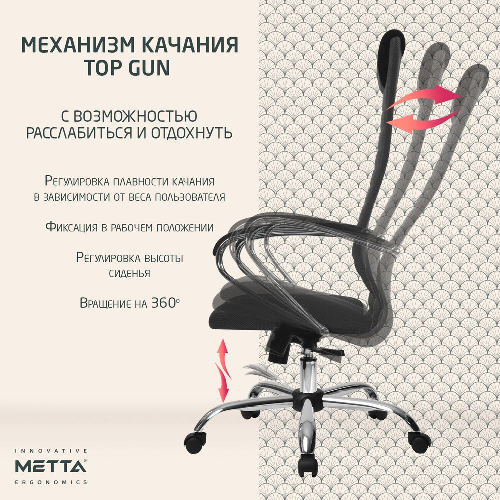 Кресло офисное МЕТТА "SU-B-10" хром, ткань-сетка, сиденье и спинка мягкие, тем