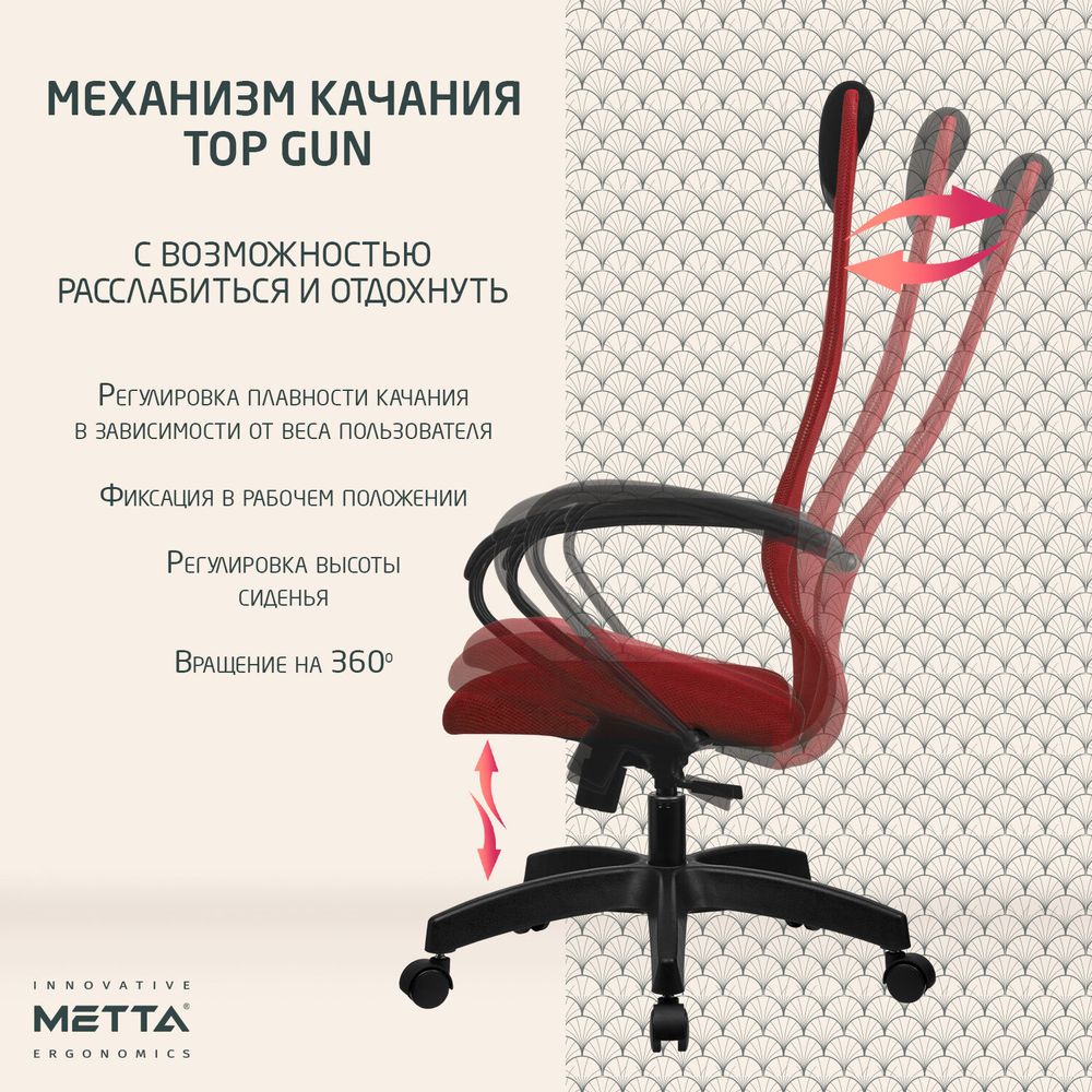 Кресло офисное МЕТТА "SU-B-8" пластик, ткань-сетка, сиденье мягкое,