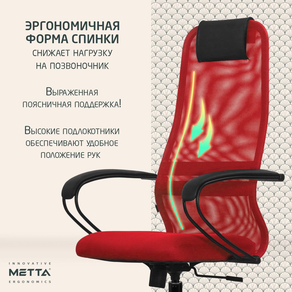 Кресло офисное МЕТТА "SU-B-8" пластик, ткань-сетка, сиденье мягкое,