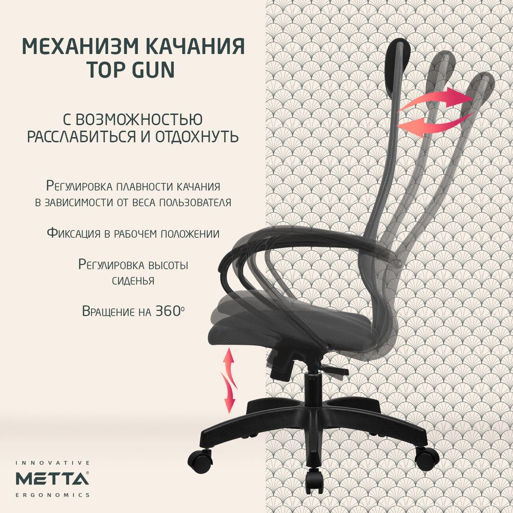 Кресло офисное МЕТТА "SU-B-8" пластик, ткань-сетка, сиденье мягкое, свет