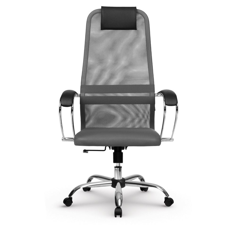 Кресло офисное МЕТТА "SU-B-8" хром, ткань-сетка, сиденье мягкое, свет