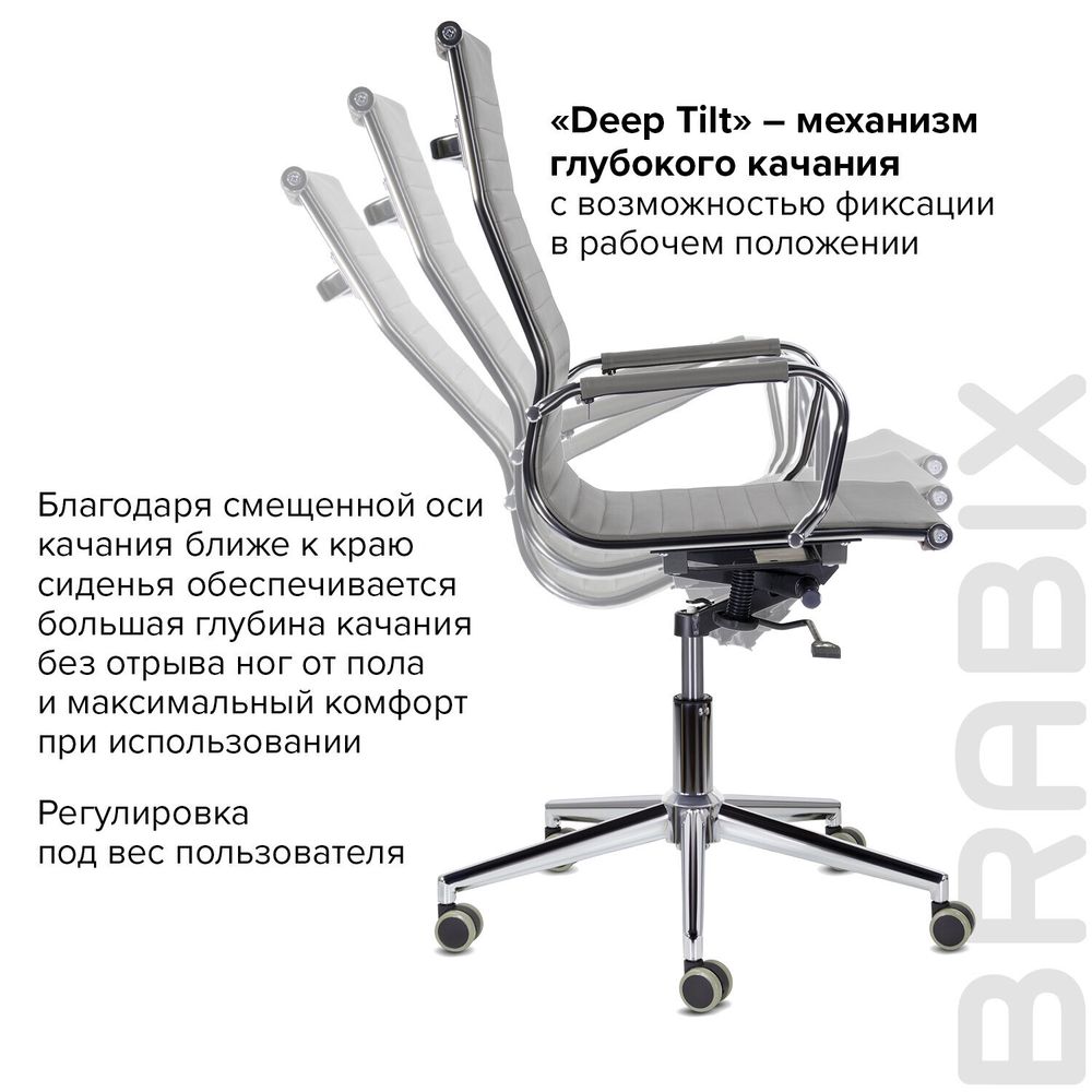 Кресло офисное BRABIX PREMIUM "Intense EX-531", экокожа, хром, темно-серое