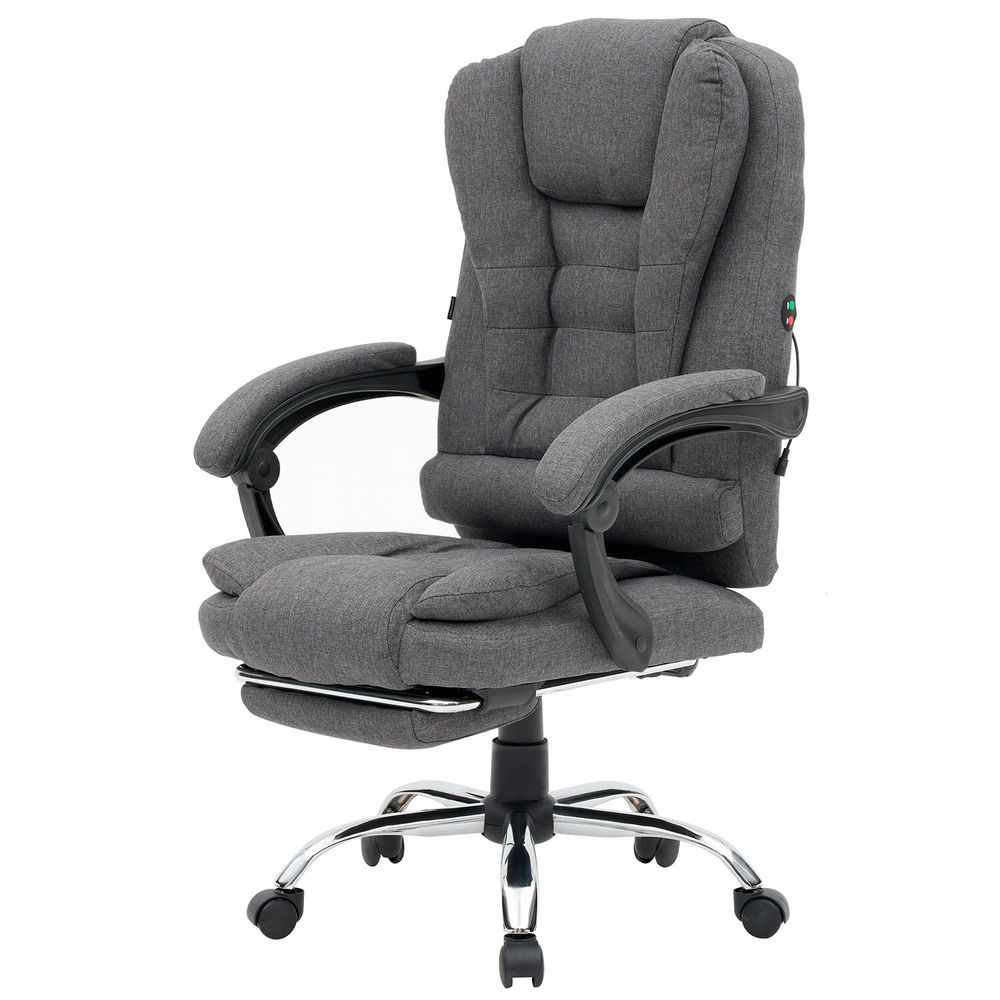 Кресло офисное CROMEX "Chill MS-005", с функцией вибромассажа, подножка, ткань, серое