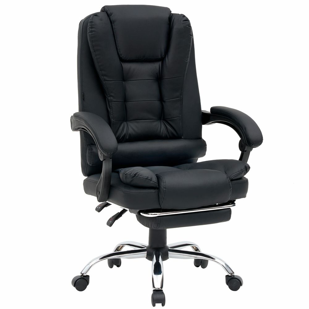 Кресло офисное CROMEX "Chill MS-005", с функцией вибромассажа, подножка, экокожа, черное