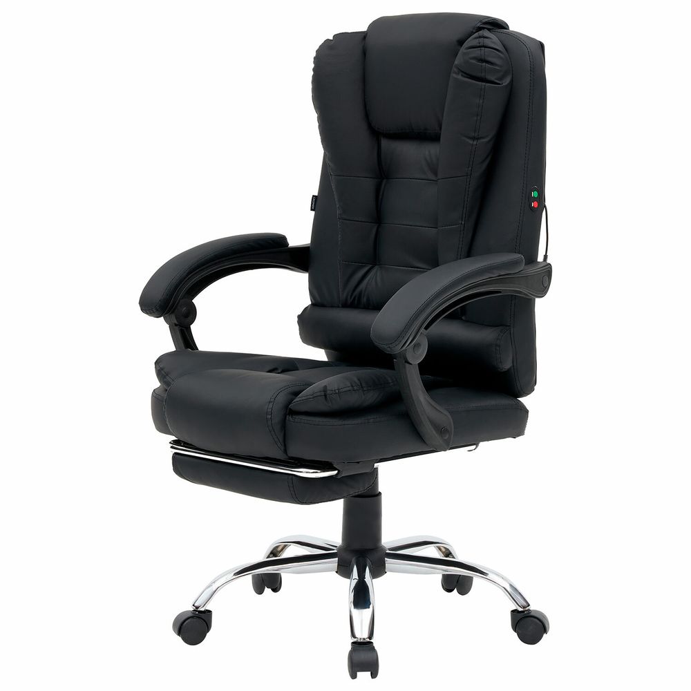 Кресло офисное CROMEX "Chill MS-005", с функцией вибромассажа, подножка, экокожа, черное