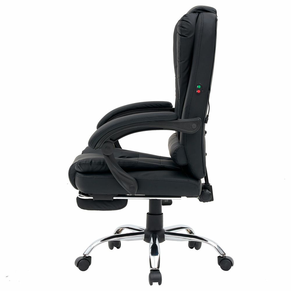 Кресло офисное CROMEX "Chill MS-005", с функцией вибромассажа, подножка, экокожа, черное