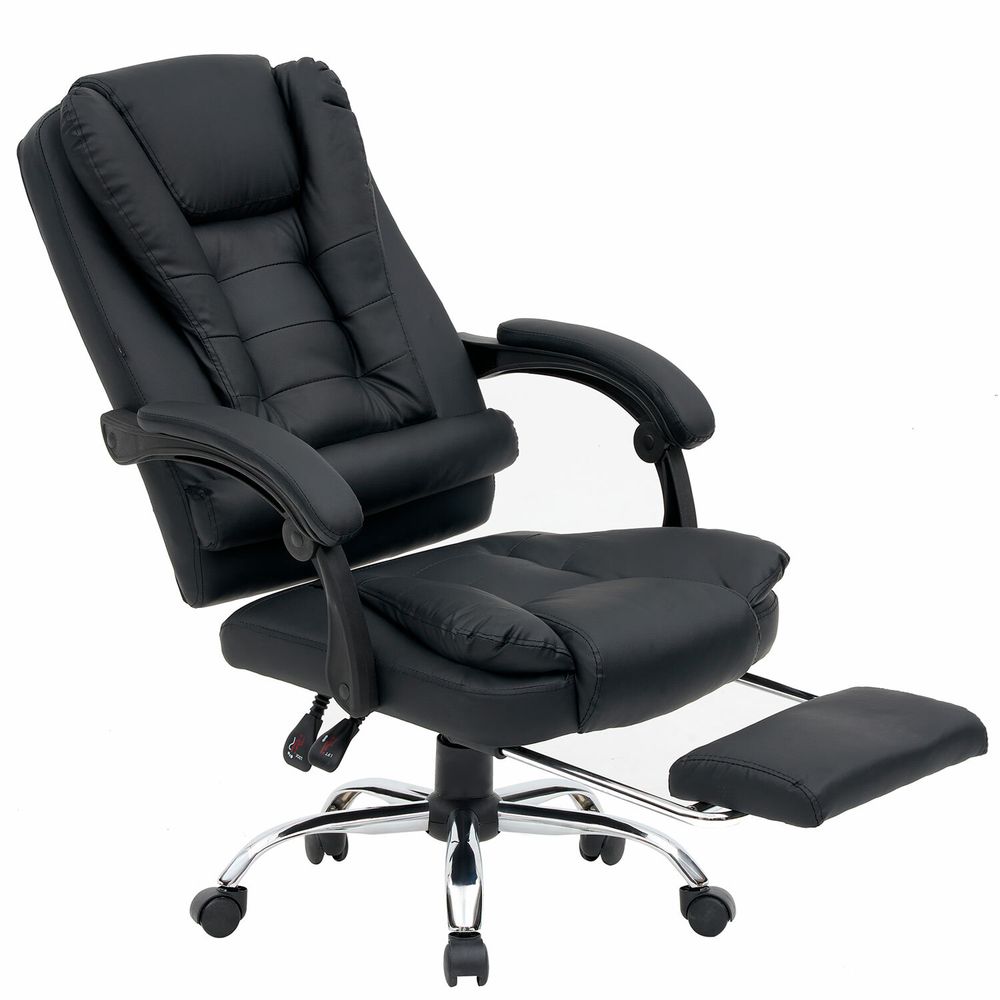 Кресло офисное CROMEX "Chill MS-005", с функцией вибромассажа, подножка, экокожа, черное