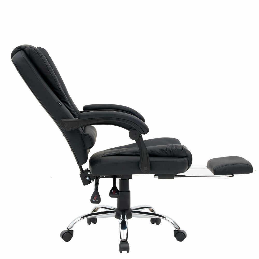 Кресло офисное CROMEX "Chill MS-005", с функцией вибромассажа, подножка, экокожа, черное