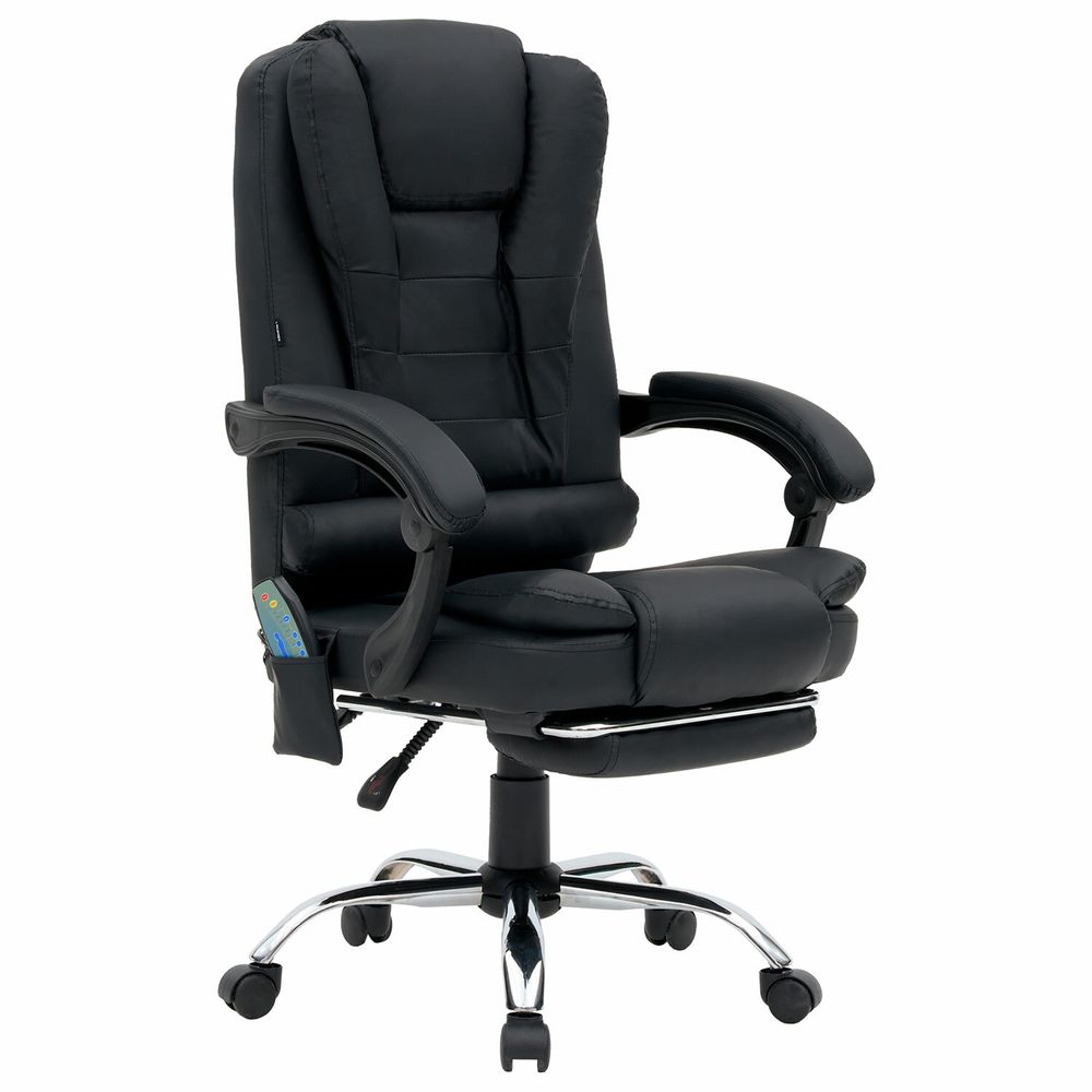 Кресло офисное CROMEX "Lounge MS-007", подножка, 6 массажных модулей, экокожа, черное