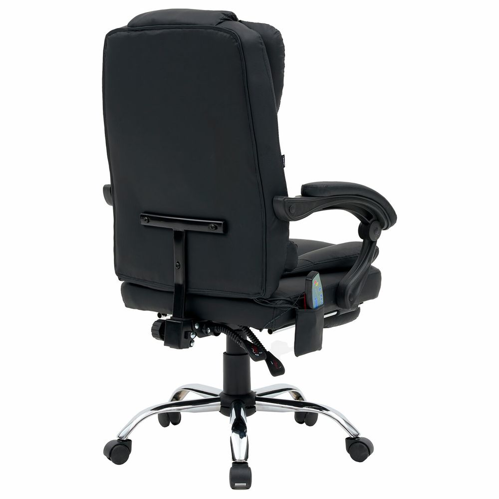 Кресло офисное CROMEX "Lounge MS-007", подножка, 6 массажных модулей, экокожа, черное