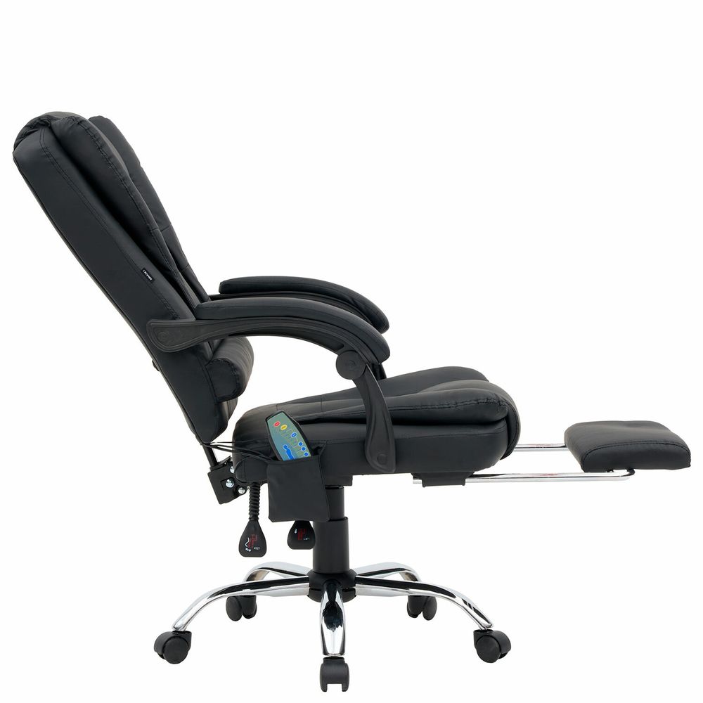 Кресло офисное CROMEX "Lounge MS-007", подножка, 6 массажных модулей, экокожа, черное