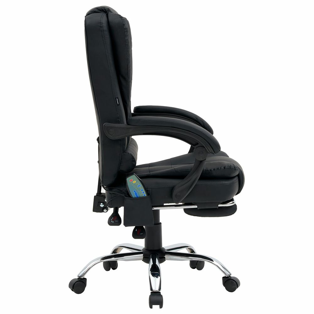 Кресло офисное CROMEX "Lounge MS-007", подножка, 6 массажных модулей, экокожа, черное