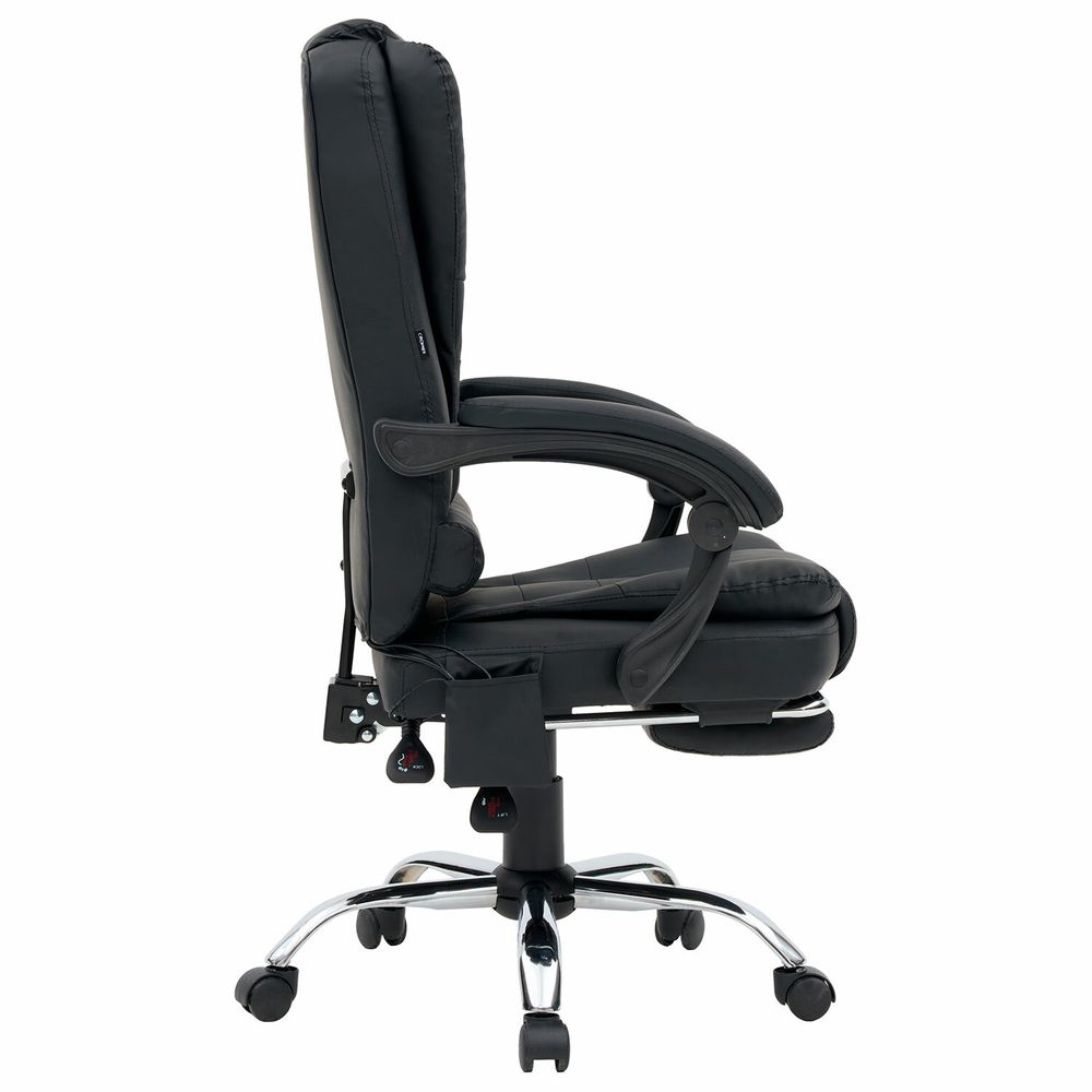 Кресло офисное CROMEX "Lounge MS-007", подножка, 6 массажных модулей, экокожа, черное