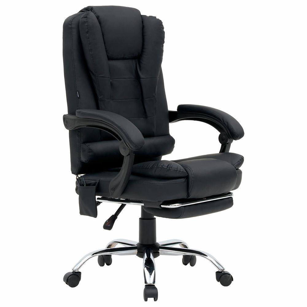 Кресло офисное CROMEX "Lounge MS-007", подножка, 6 массажных модулей, экокожа, черное