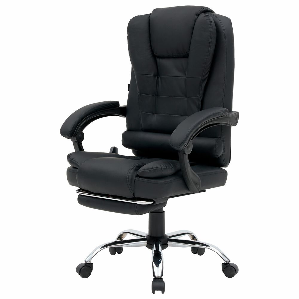 Кресло офисное CROMEX "Lounge MS-007", подножка, 6 массажных модулей, экокожа, черное