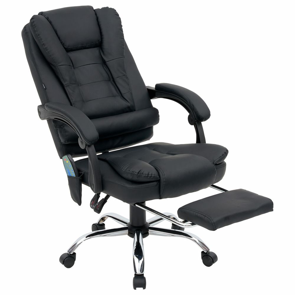 Кресло офисное CROMEX "Lounge MS-007", подножка, 6 массажных модулей, экокожа, черное