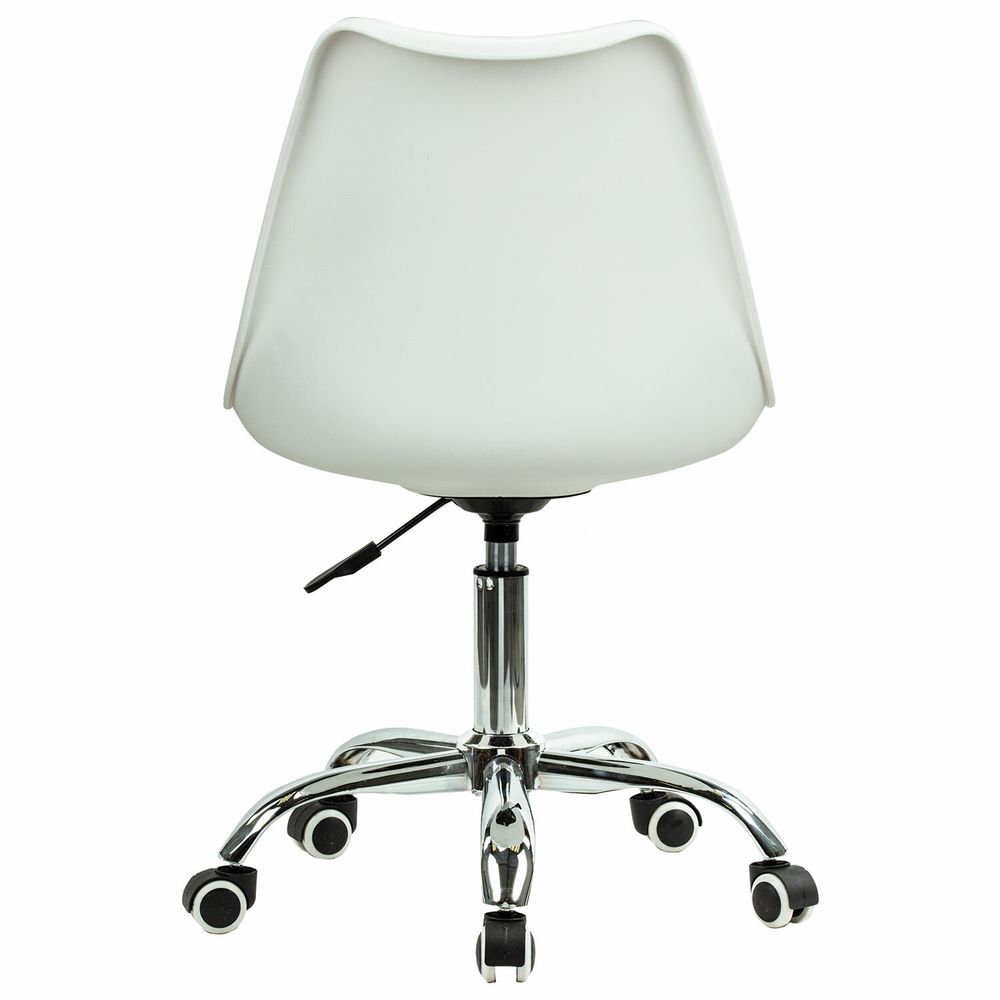 Кресло стул BRABIX "Eames MG-310 CH", хром, пластик белый, ткань серая